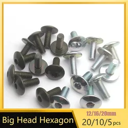 5/10/20pcs Big Flat Round Head Inner Hexagon Screw Bolt M6 6mm 12/16/20mm length for Motorcycle Scooter ATV Moped Plastic Cover