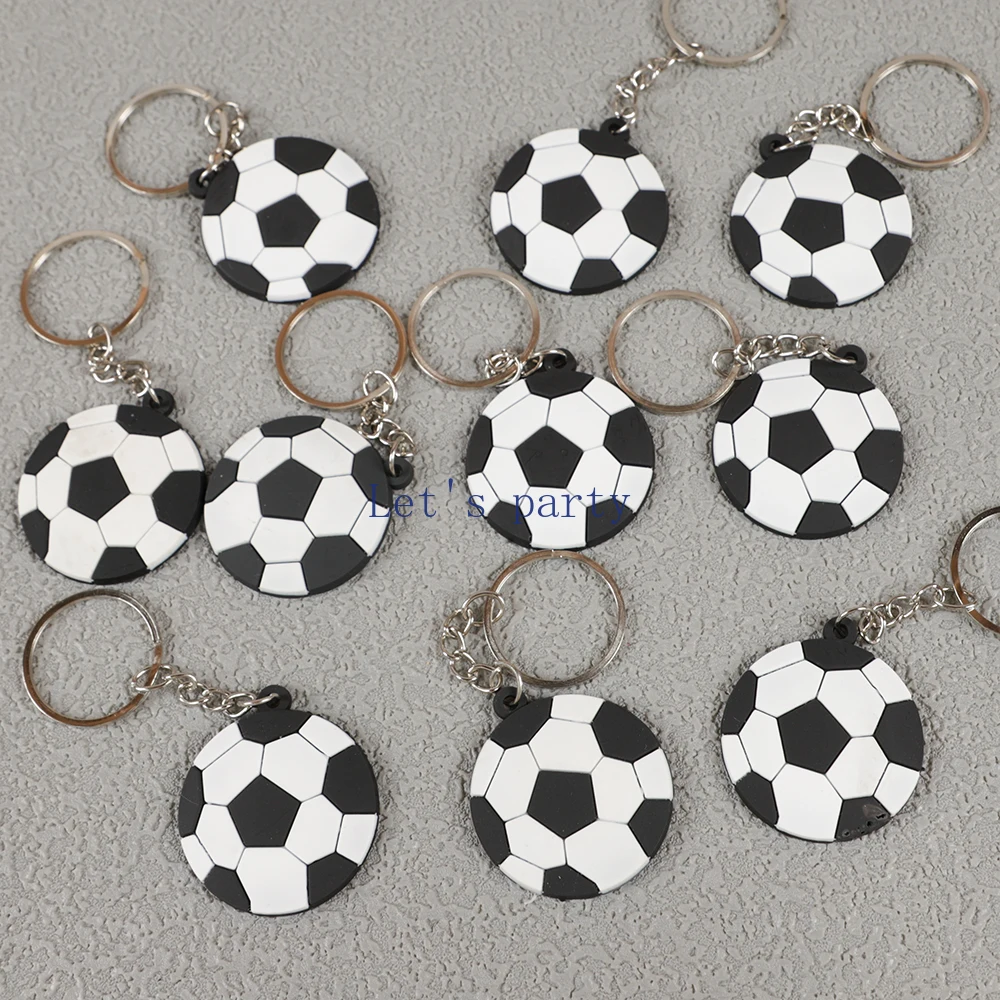 12Pcs Football Silicone Keychains Backpack Pendant for Kids Soccer Theme Birthday Party Favors Wedding Pinata Filler Goodie Bag