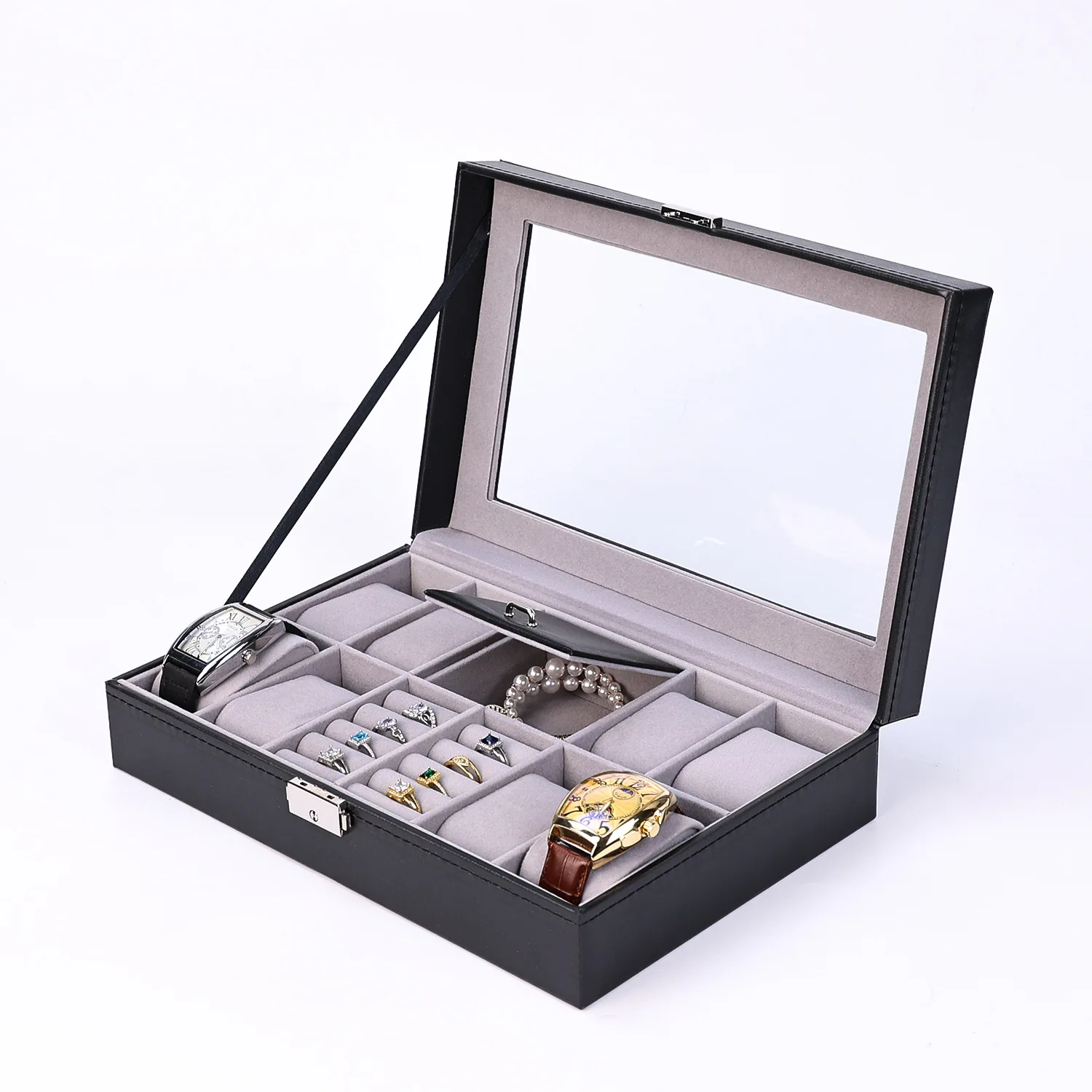 

Искусственное акриловое стекло, 8 часов, 8 колец, коробка для хранения с замком, чехол для хранения