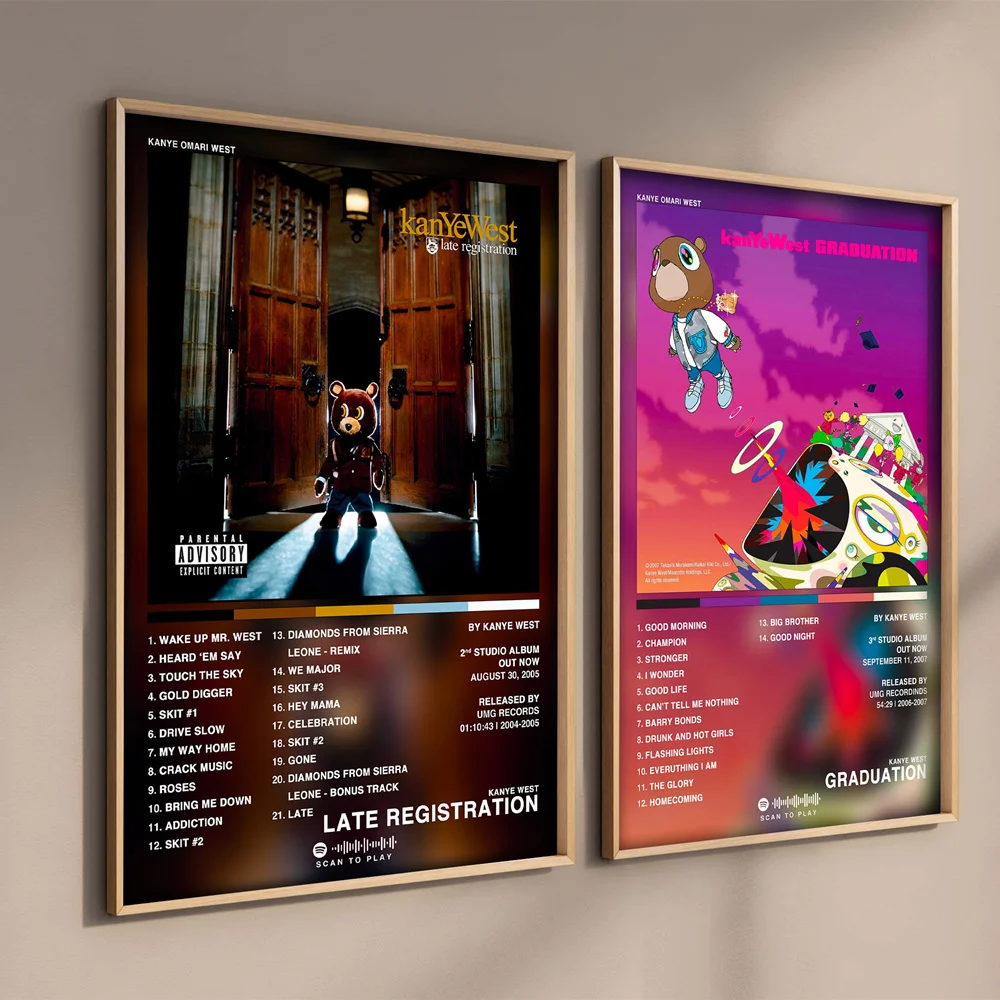 80s Music Pop Album Star Kanye West Weekend Utopia Graduation Hip Hop Pop Art Home Decoration Canvas