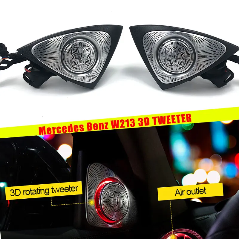 64 Color 3D Rotating Tweeter For Mercedes Benz C GLC E S W205 W213 W222 X253 W177 RGB LED Light Car Speaker Horn Refit