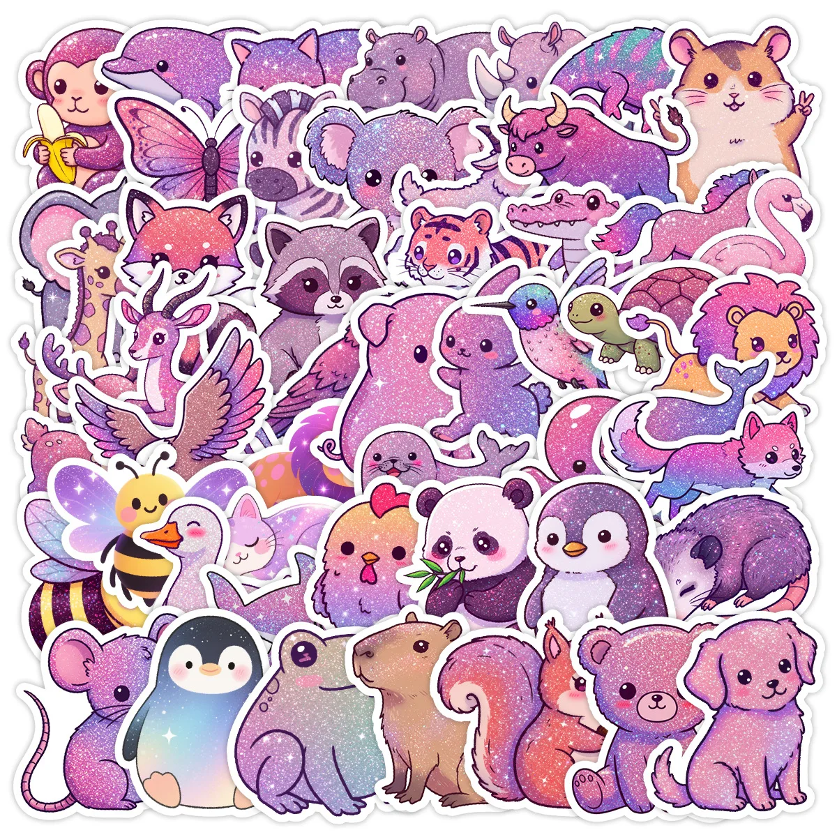 

10/30/50PCS Cute Shiny Animals Graffiti Stickers Decoration Water Cup Notebook Guitar Bicycle Waterproof Decal Kids Toy Gift