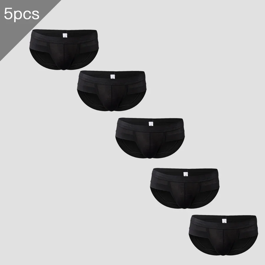 

5PCS Men's underwear: U-shaped modal briefs, masculine feel, pocket for sports, breathable, low-waisted shorts