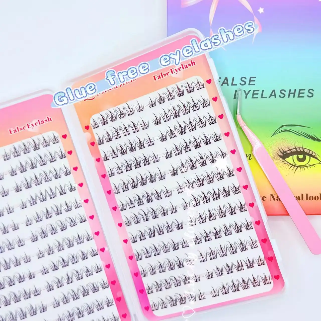Heißer Verkauf, kein Kleber, individuelles Wimpernverlängerungsset, 288 Cluster, 24 Reihen, falsche Wimpern mit Pinzette für die tägliche Make-up-Party – Detail 1