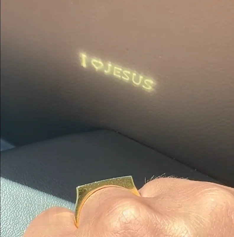 New I Love Jesus 925 Sterling Silver Jewelry Projection Adjustable Ring Reflecting Ring for Couple Meaningful Gift
