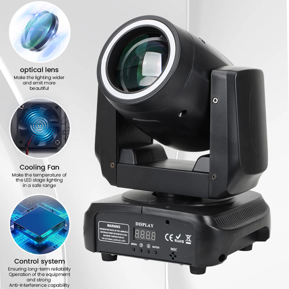 150W Mini Moving Head Light Disco Party Light 18Prism 12Gobos LED Beam RGBW DMX512 DJ Disco Wedding Stage Effect Light