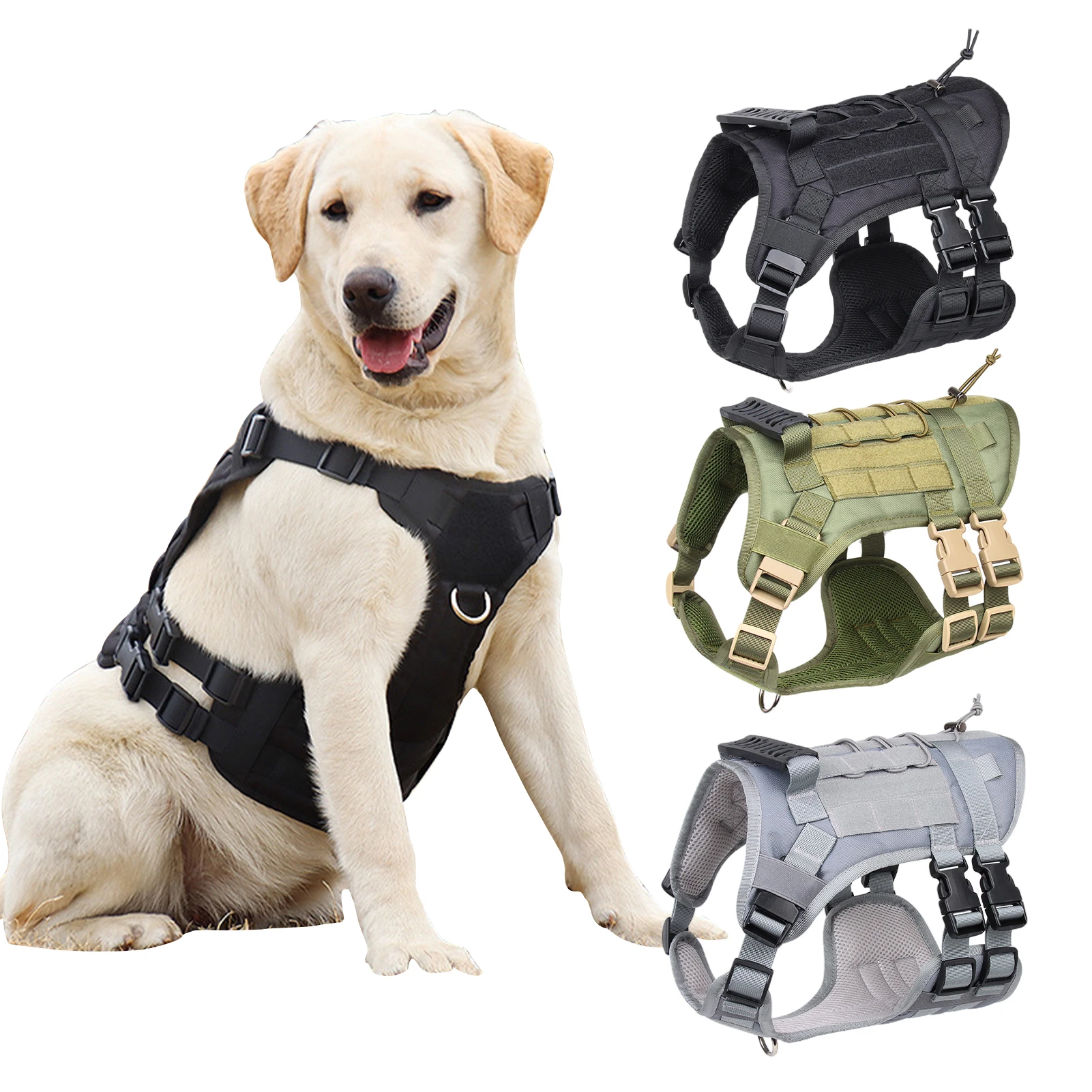 Medium Big Dog Harness Multifunction Tactical Dogs Vest More Solid Waterproof Oxford Cloth Dogs Harness Dog Accessoires Supplies