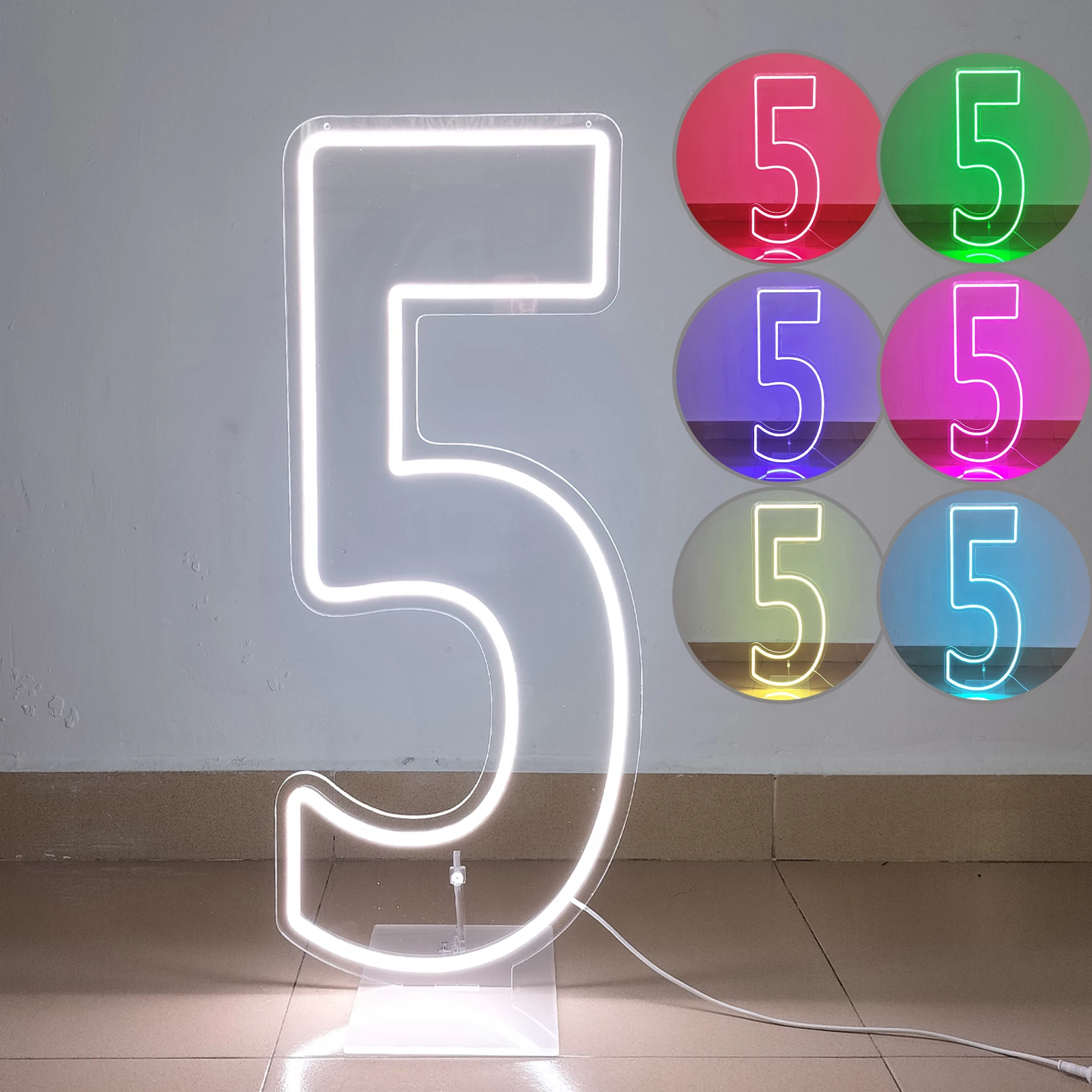 100cm neon sign with color changing numbers and letters can stand and be used as background decoration for holiday celebrations