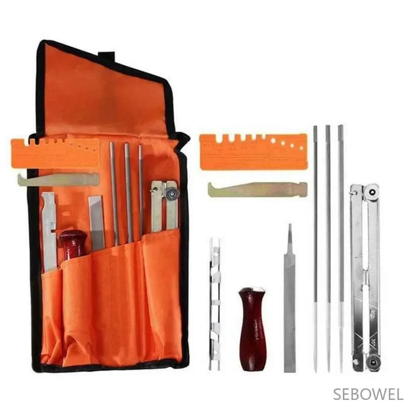 Kit  afilador  cana  motosierra, mango  mara dura, barra guía  archivo redonda/plana, herramientas profesionales,