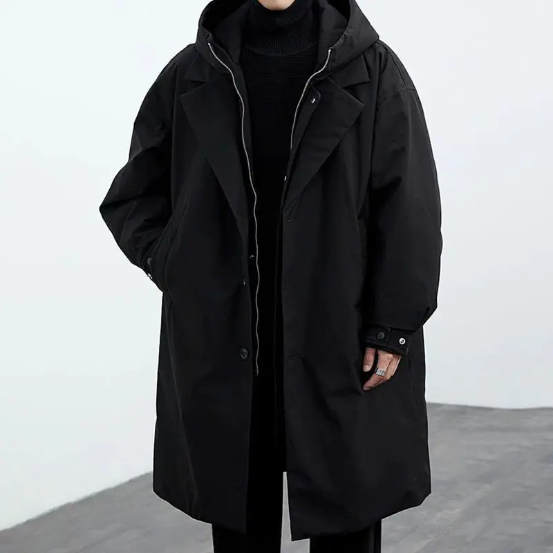 Veste à capuche mi-longue rembourrée en coton pour homme, manteau chaud et épais, coupe-vent, pour l'extérieur, Style coréen, nouvelle collection hiver 2025