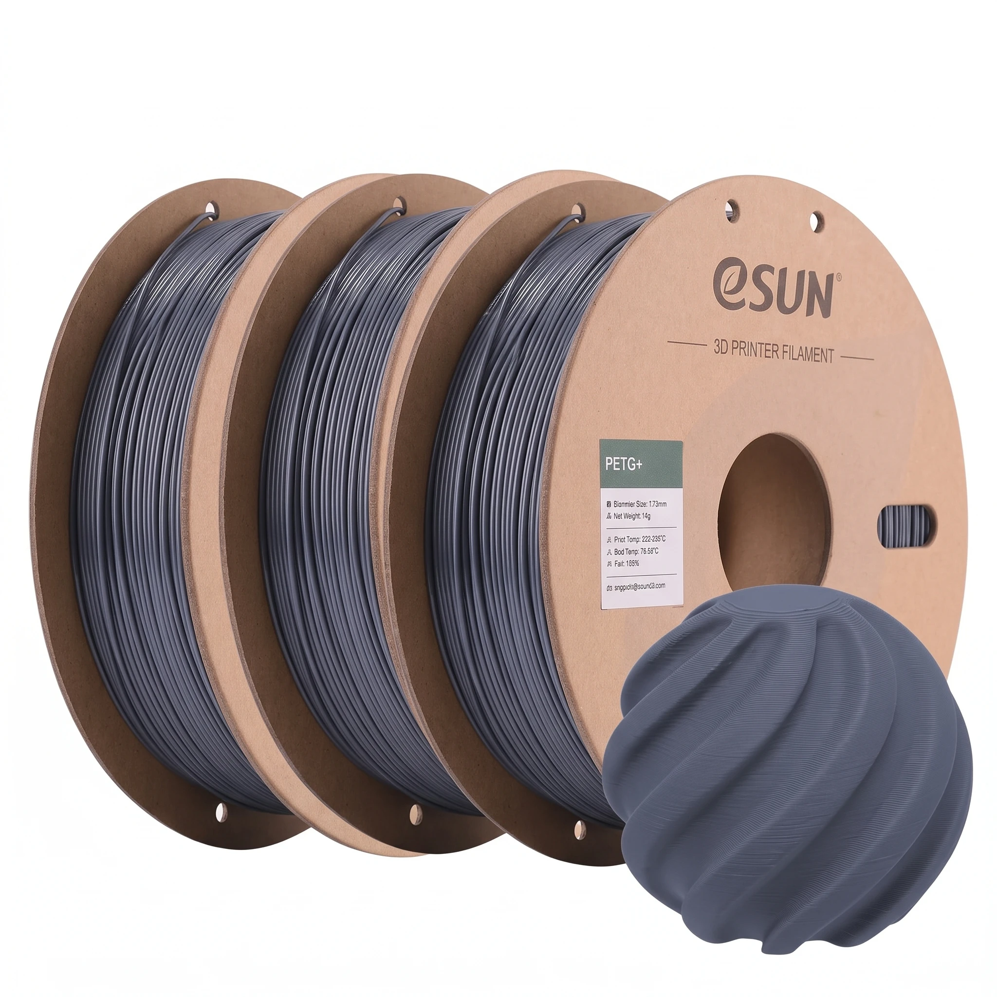 ESUN 3KG Upgrade PETG 3D-filament, 1,75 mm, 1 kg (2,2 lbs), hoogwaardig PETG-materiaal, geschikt voor FDM-printers.