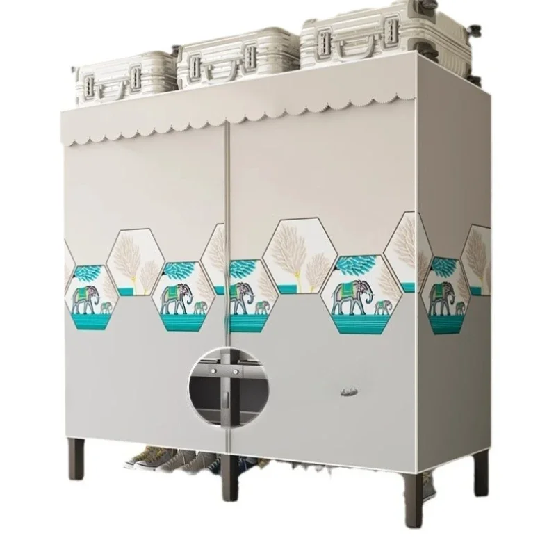 

Installation free wardrobe, household bedroom full steel frame, strong and durable, easy to assemble cloth cabinet