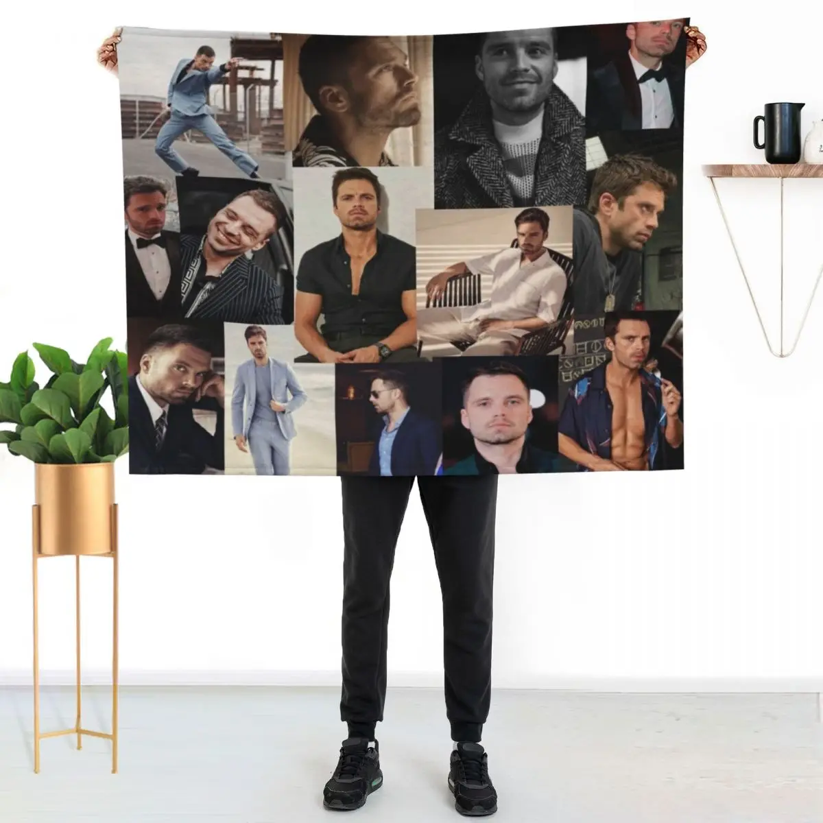 

Sebastian stan collage Throw Blanket Soft Plush Blanket as Housewarming Gift