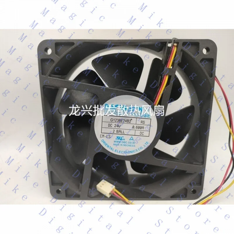 H  1 PCS FOR NONOI Fan G1238E24B2 RS DC24V 0.600A 120*120*38MM3 wire cooling fan