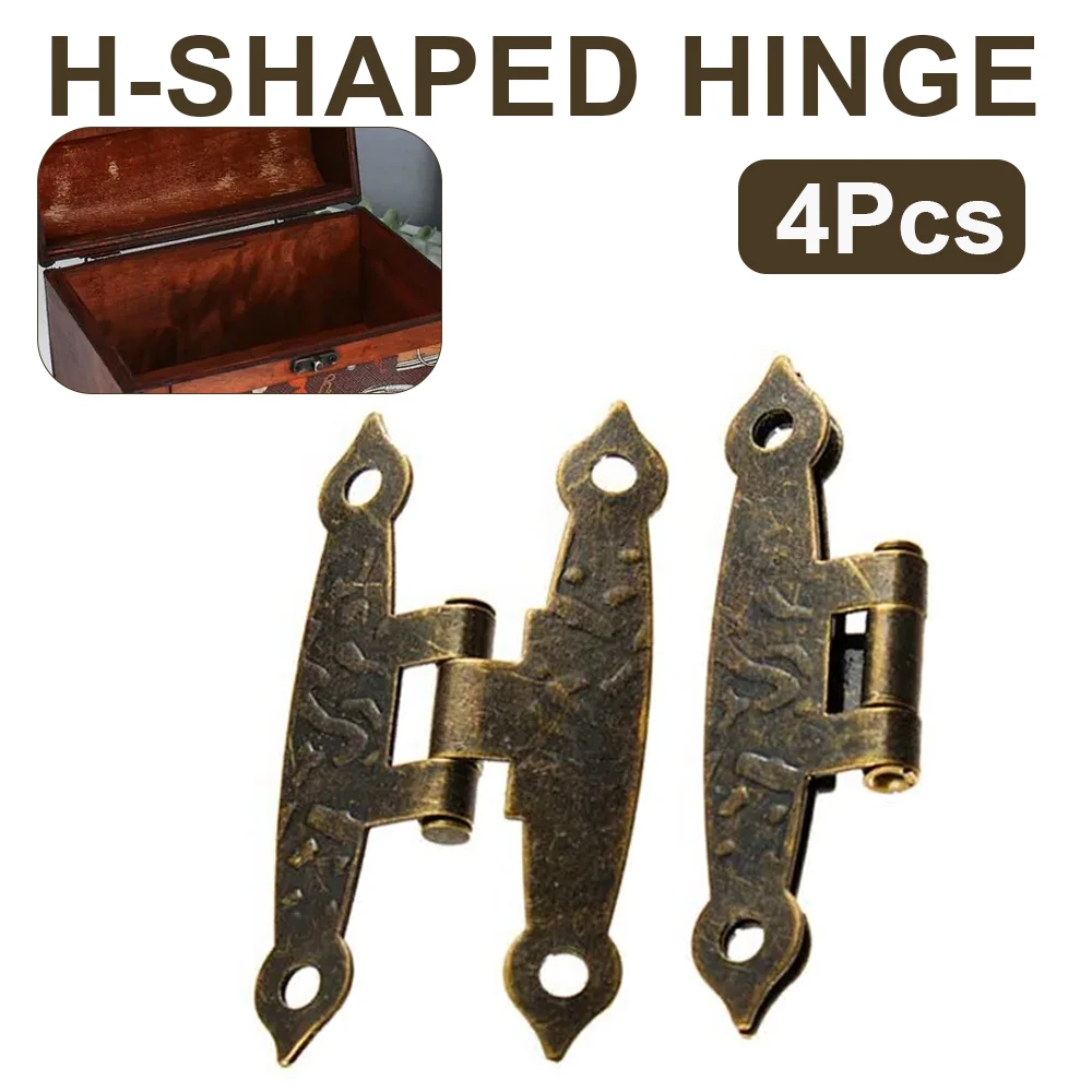 

4pcs 64x34mm 4 Holes Antique Bronze Hinges for Cabinet Door Drawer Jewellery Wood Box Wine Case Furniture Hardware Accessories