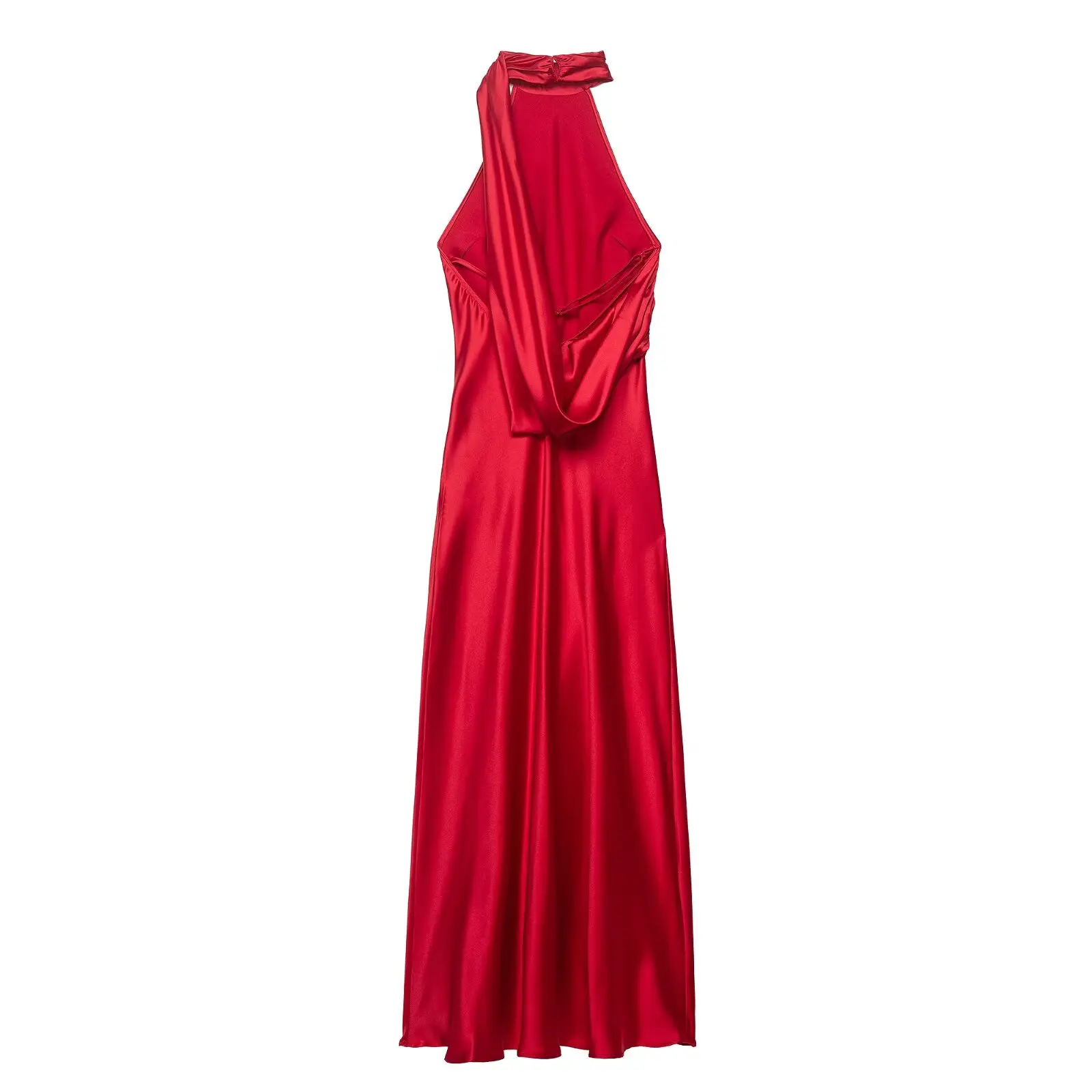 

HH Women's Summer Sexy Backless Halter Neck Sleeveless Dress Fashion Temperament Lace Splicing Decorative Hem Slit Evening Dress
