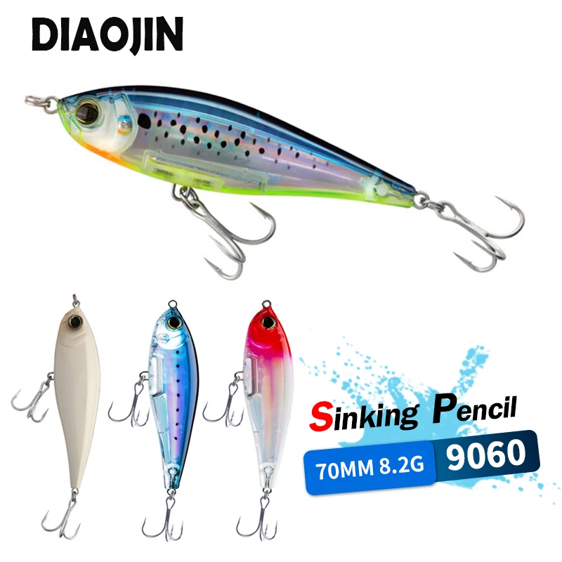 3D Inshore Twitch Bait 70mm 8.2g Slow Sinking Pencil Fishing Lures Saltwater Pesca Artificial Baits Seabass Fishing Tackle