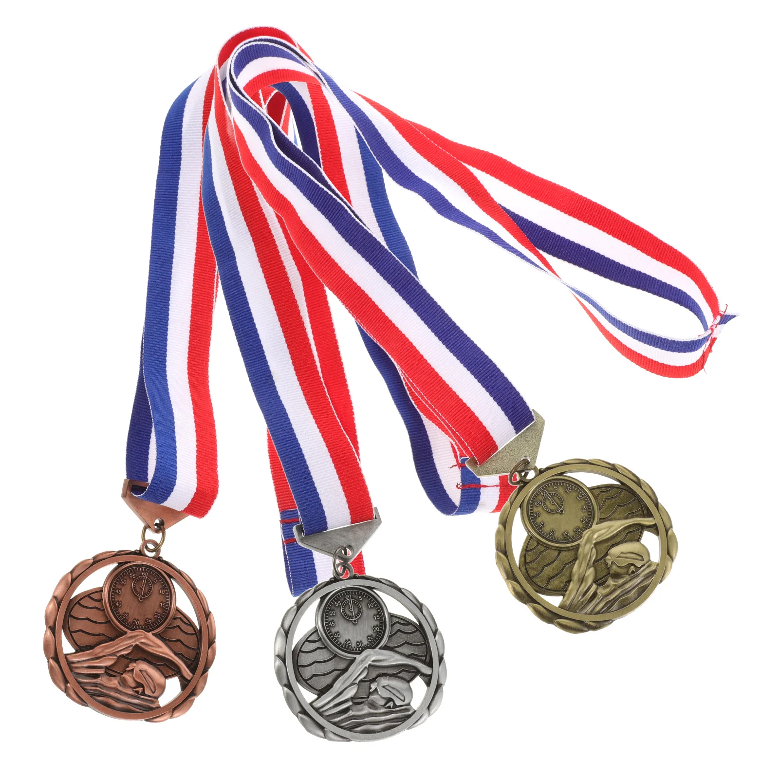 

3 Pcs Swimming Medal Hanging Lanyard Sports Competition Award Medals Model Neck Awards for Trophy