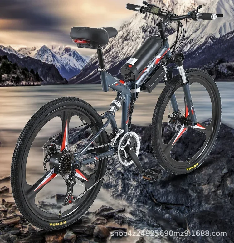 AKEZ Mountain E-bike 350W Motore 36V13AH Batteria al litio Bici elettrica pieghevole Ruota integrata da 26 pollici E-Bike per pendolari urbani