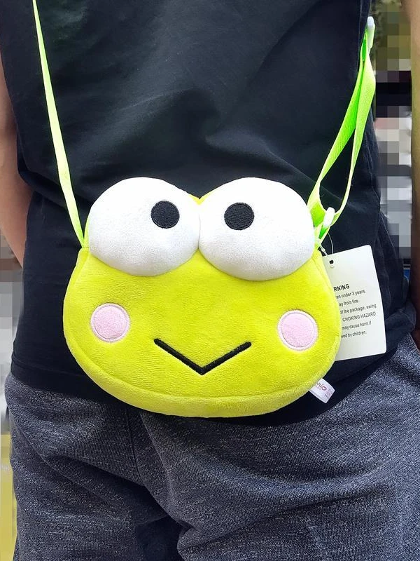 

Sanrio Keroppi Crossbody Frog Plush Doll Cartoon Green Frog Children Pouch Girl's Bag