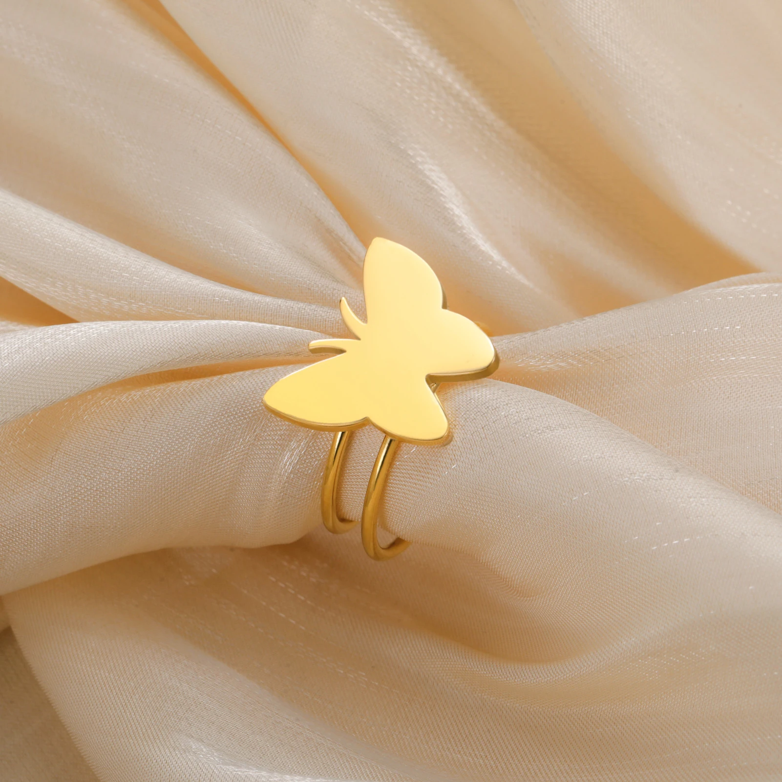 COOLTIME Schmetterling Offenen Frauen Ring Edelstahl Mode Einstellbare Finger Ring Schmuck Zubehör Großhandel Neue – Detail 7