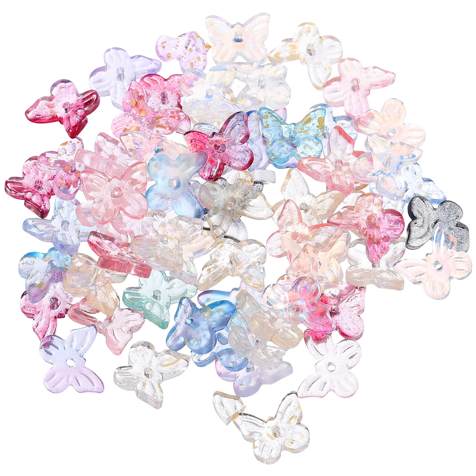 

100Pcs Butterfly Beads Glass DIY Jewelry Accessories Bulk Charms for Bracelet Necklace Making Craft Supplies Glass Beads