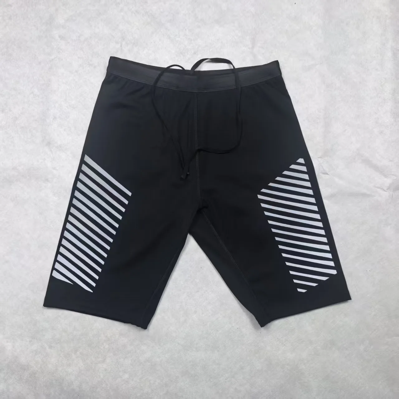 Vintage/Retro Black Men's High Waist Running Shorts with Modern Fit Built-in Liner Moisture Wicking Quick Dry Nylon Fabric