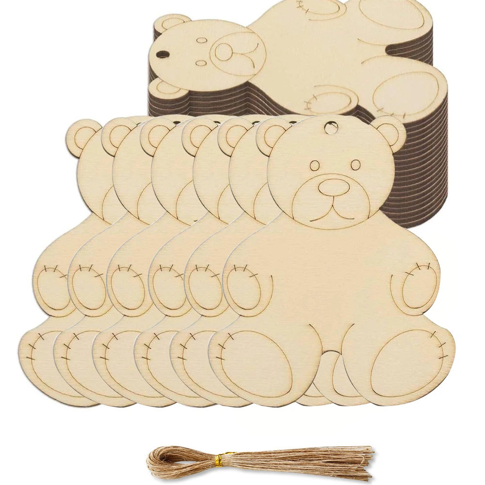 10 pz cartone orso di legno pendenti appesi pittura fai da te regali per la casa orso decorazioni per feste regali per bambini forniture per