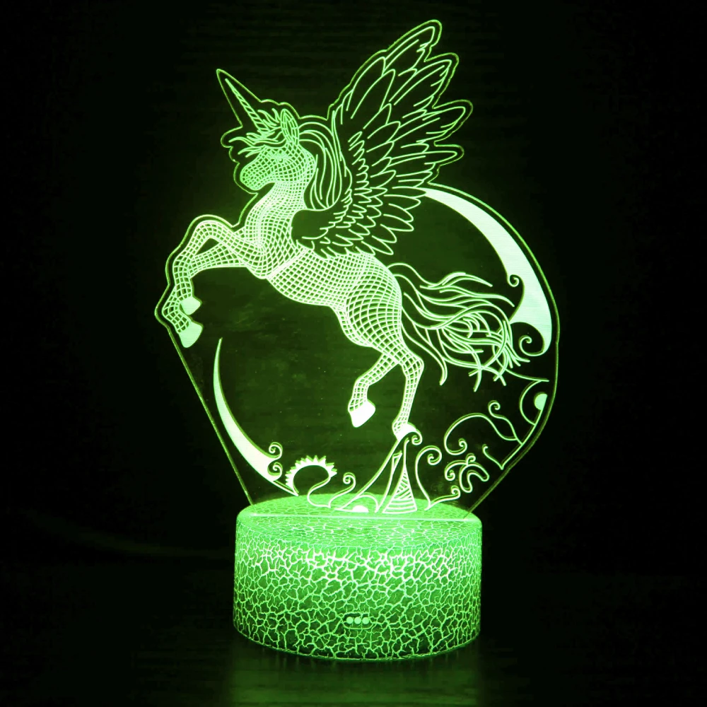 Nighdn 3D Illusion Lamp Flying Unicorn Night Light Remote Control 16 Changeable Colors Birthday Gifts for Girls Kids Home Decor