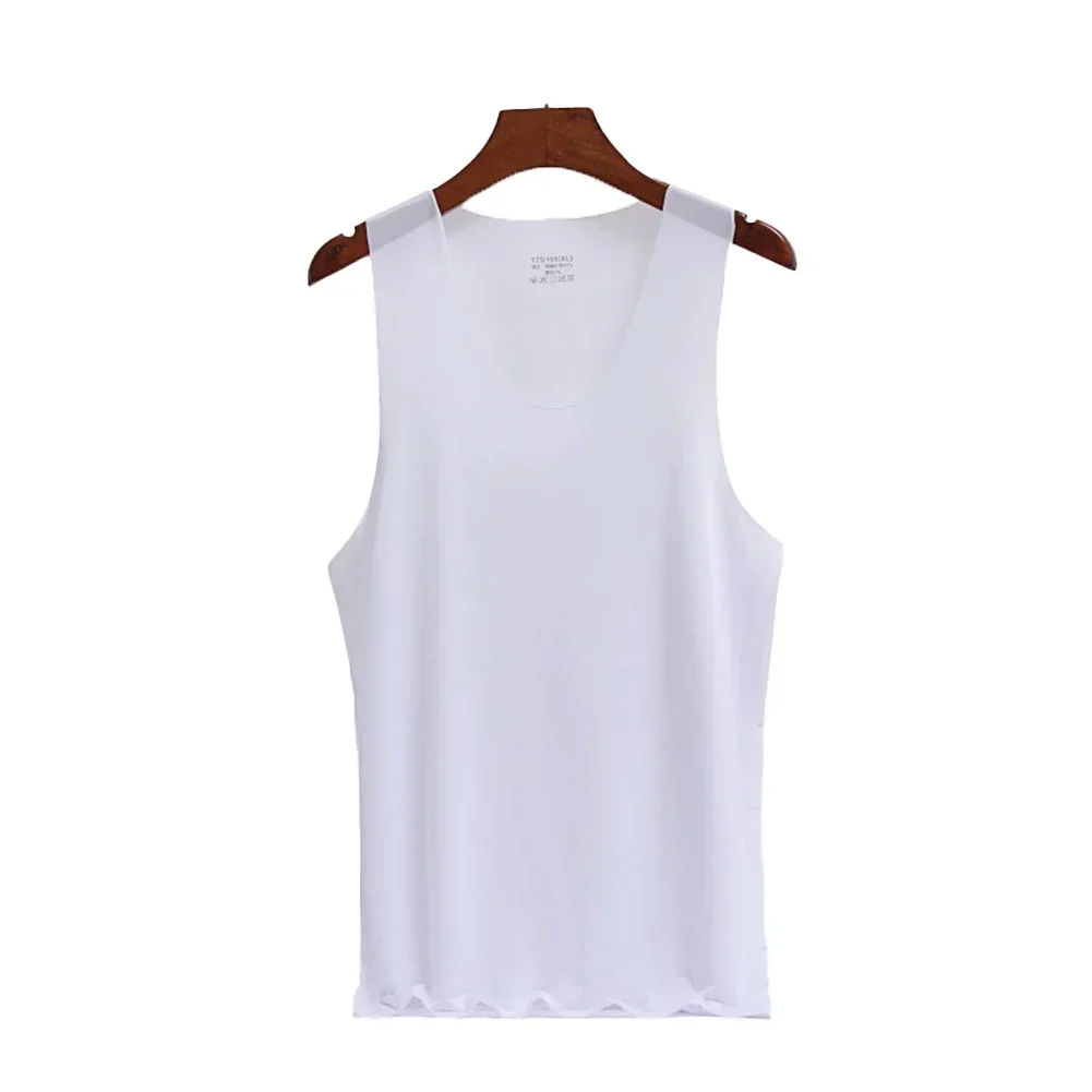 

Breathable Sports Top Men Ice Silk Vest Gym Training Outfit 8 Spandex Blend Applicable For Men Activewear For Gym