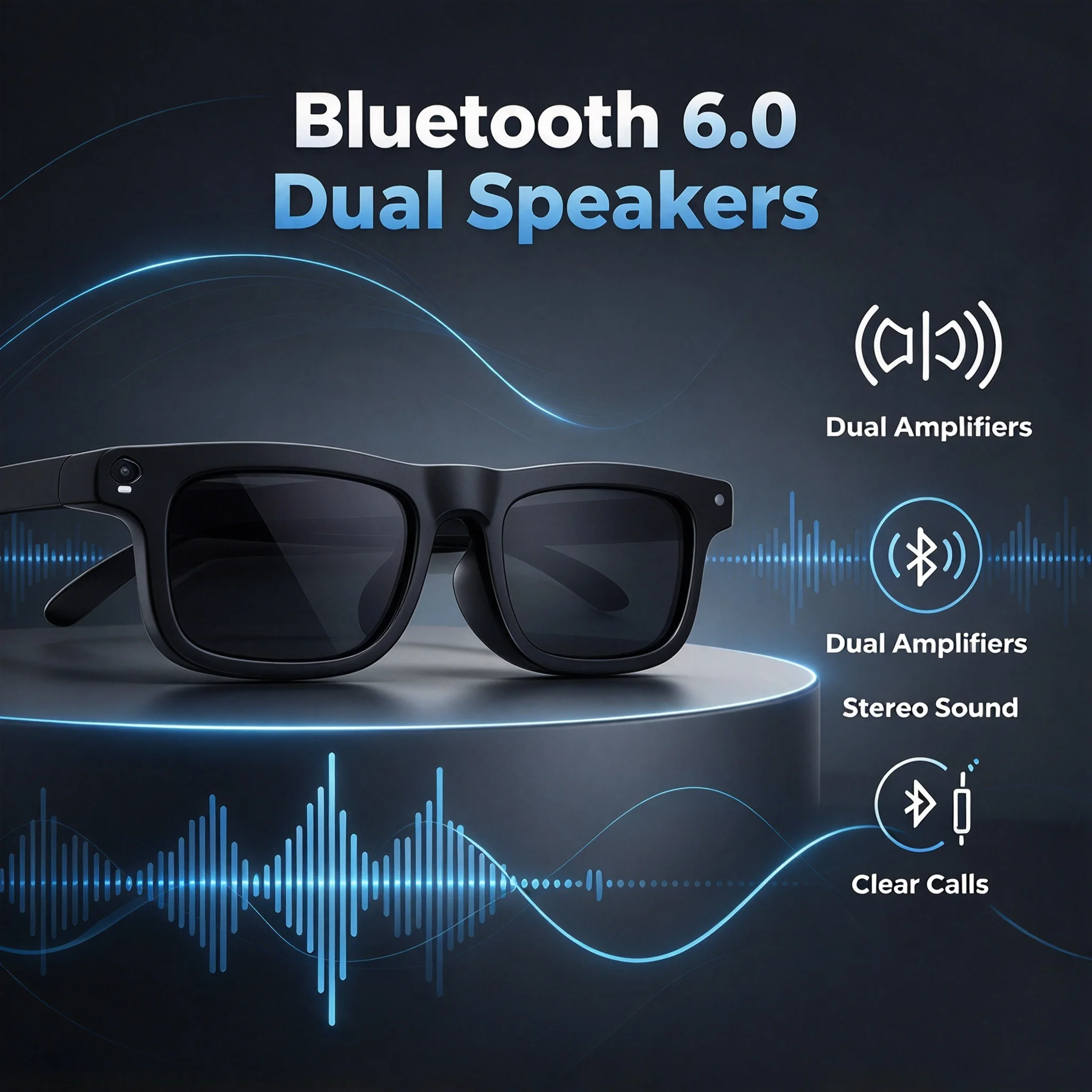 AG03 Smart AI Glasses Bluetooth Call Voice Assistant Open Ear Stereo Sound Hands-Free Eyewear for Driving Business