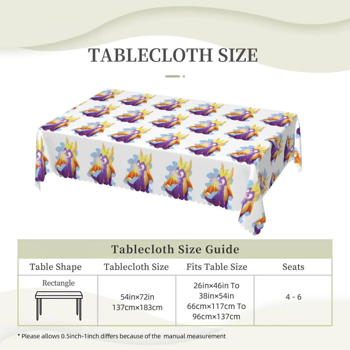 Ice Spyro Customized Rectangular Tablecloth Oilproof Table Cover for Festival Party Decorations Table Cloth