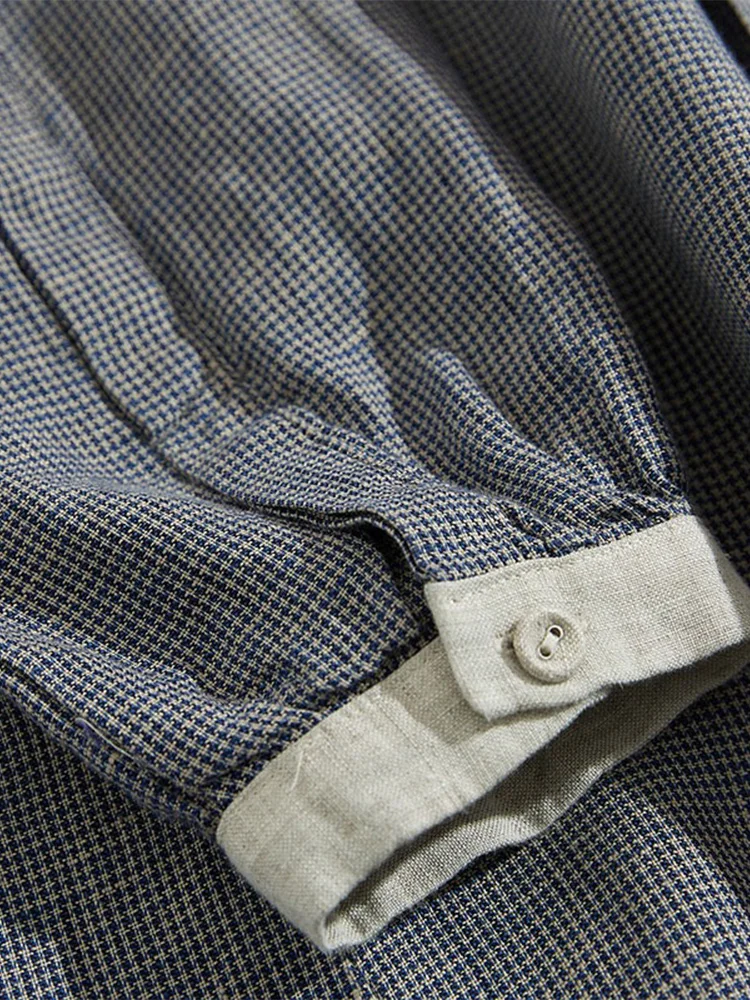 Lâche longue Sve Plaid lin Dr irt vêtements pour femmes japonais Sle jupe Midi décontracté trajet Sle col boutonné