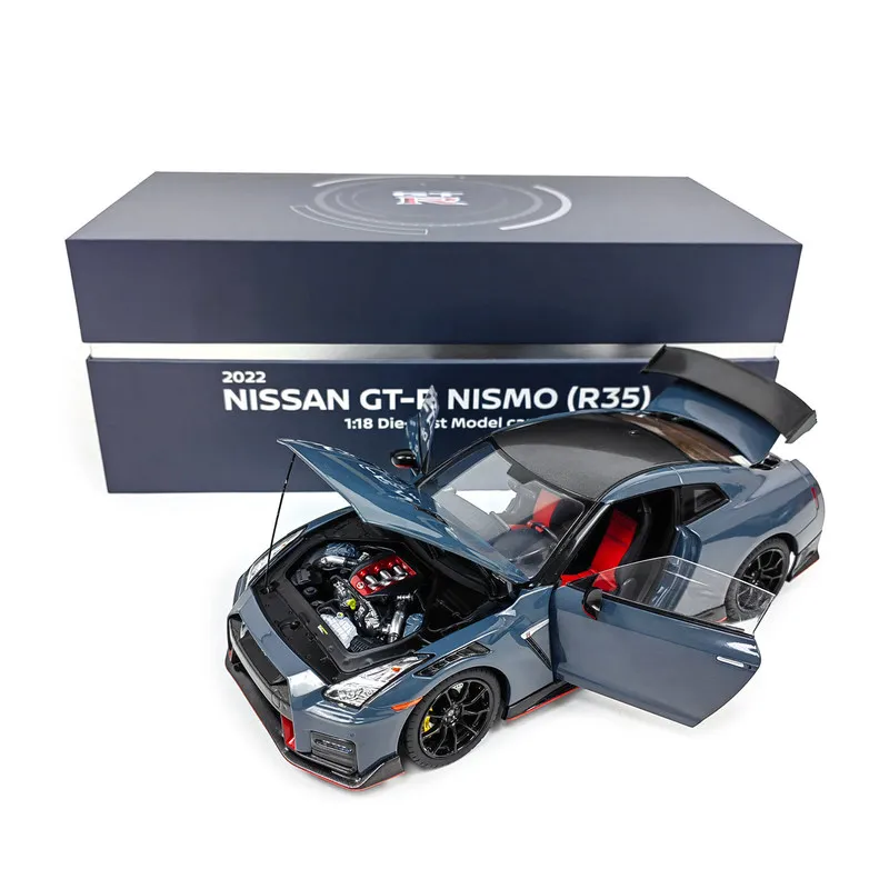 

Модель автомобиля Nissan 2022 GT-R NISMO R35, масштаб 1:18, из цинкового сплава, леворульная, с открывающимся капотом, дверями и багажником, карбоновые элементы, резиновые шины
