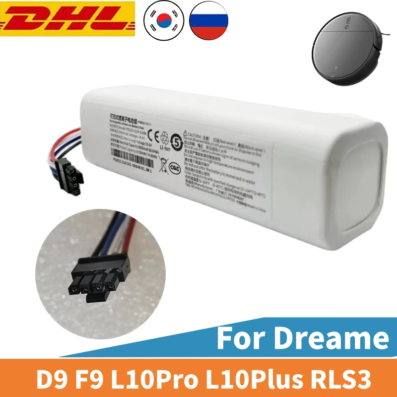 

Запасная батарея для робота-пылесоса Dreame F9 D9 L10 Pro Plus RLS3 RLS5 RLS5L RLS5D, 14,4 В, 12800 мАч