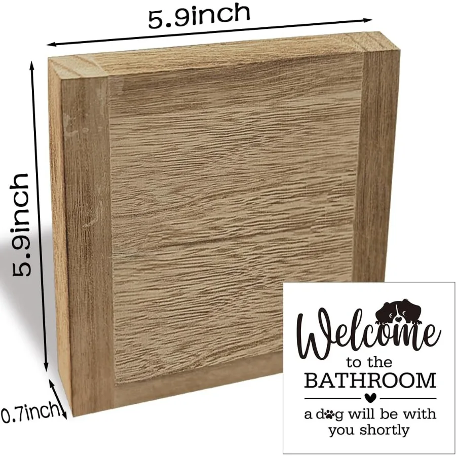 ديكور حمام الكلب، ديكور حمام مضحك، ديكور خشبي مثير للاهتمام للحمام، مرحبًا بكم في الحمامات، كلب سيكون معك