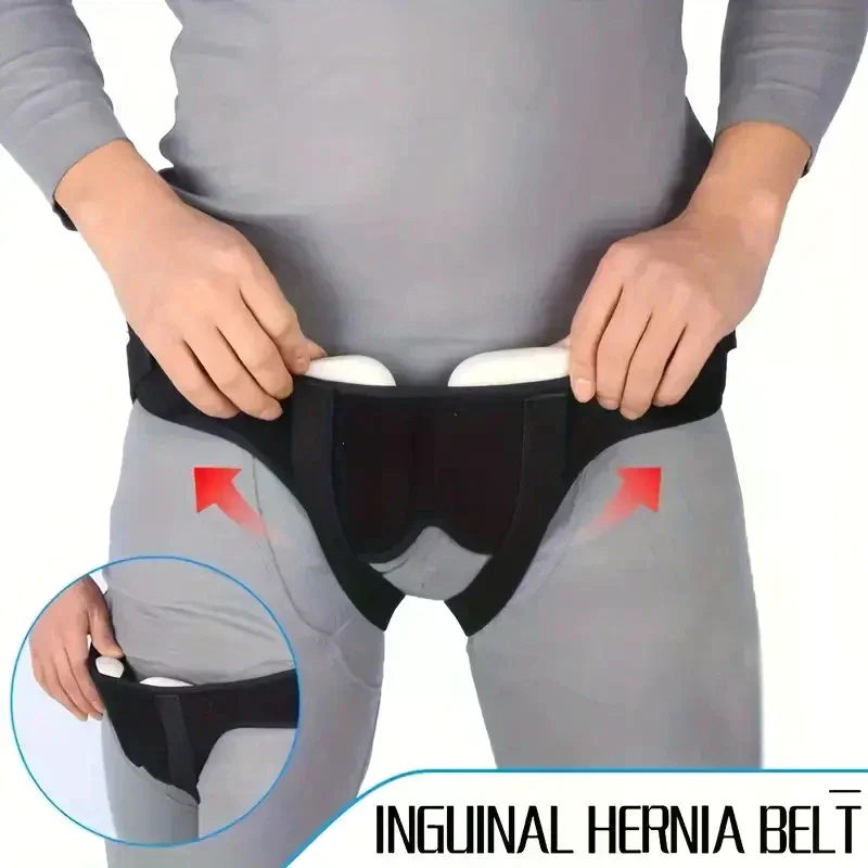 Adjustable Adult Hernia Belt Man Inguinal Groin Support Inflatable Hernia Bag With 2 Removable Compression Pads Pain Relief
