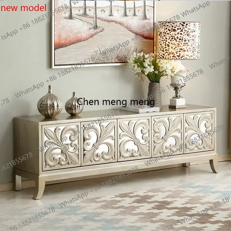 N138French light luxury solid wood TV cabinet coffee table combination coffee table American retrof132