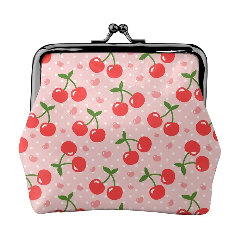 

Кошелек-монетница из кожи с сердечками цвета красной вишни, маленькая милая сумочка-кислосс с застежкой-карабином для мелочи, кошелек с пряжкой для женщин и девочек