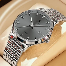 RUIGE New Men's Quartz Watch Original Stainless Steel Strap Wrist Watch Waterproof Glow Men's Watch