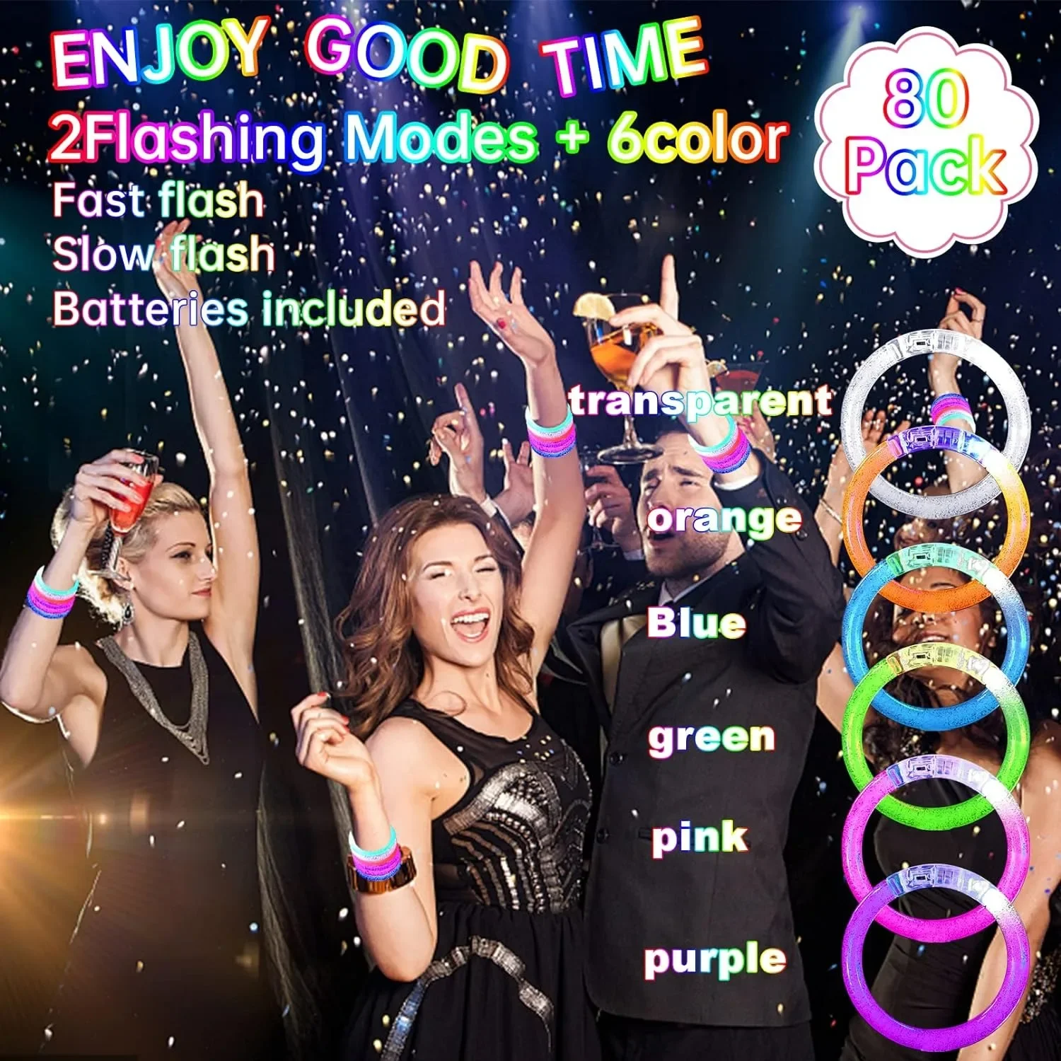 10/20/50/100Pcs LED Light Up Wristbands Neon Glowing Bangle Luminous Wristbands Glow in The Dark Party Supplies for Kids Adults