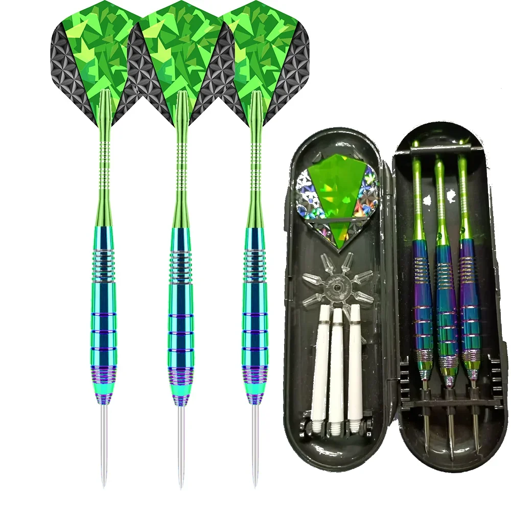 

Professional Dart Set 24G Metal Steel Tip Rainbow Barrel Darts with Nylon Shaft Protector Dart Set for Beginners Dart Player