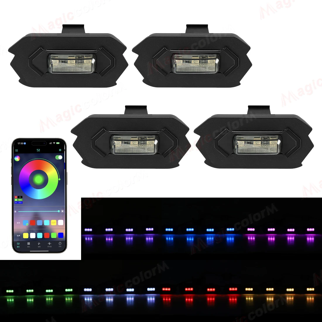 4PCS RGBW Grille Lights For Ford Ranger T9 2022 2023 2024 2025 Front Grill LED DRL APP Control Warning Lamps Car Accessories