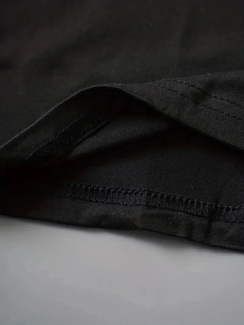 Damen-T-Shirt mit „Black Is My Happy Color“-Buchstaben-Aufdruck, Rundhalsausschnitt, Top, Saison-T-Shirt, Harajuku, Streetwear, ästhetische Kleidung