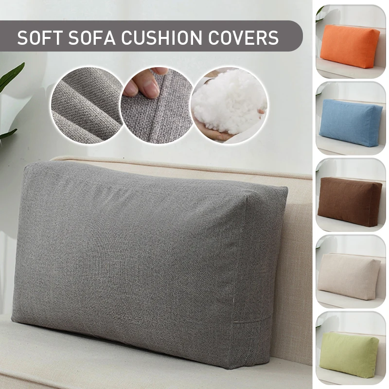 Sofa Back Cushion Cover Linen Breathable Fabric  No Fillings Bedside Backrest Pillow Case Bed Tatami Backrest Cushion Cover