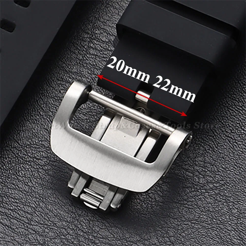 Silver Stainless Steel Folding Button with Tool 18mm 20mm Double Press Butterfly Buckle for Richard Watch Band Clasp Accessories