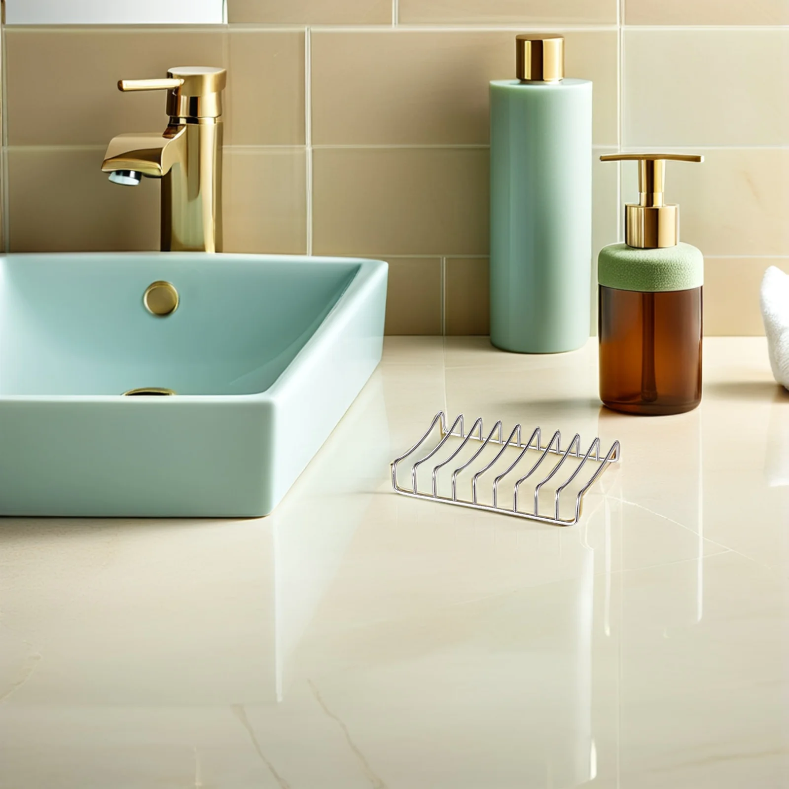 

Stainless Steel Holder Household Tray Creative Draining Design Decorative Dish For Bathroom Shower Bathtub Kitchen