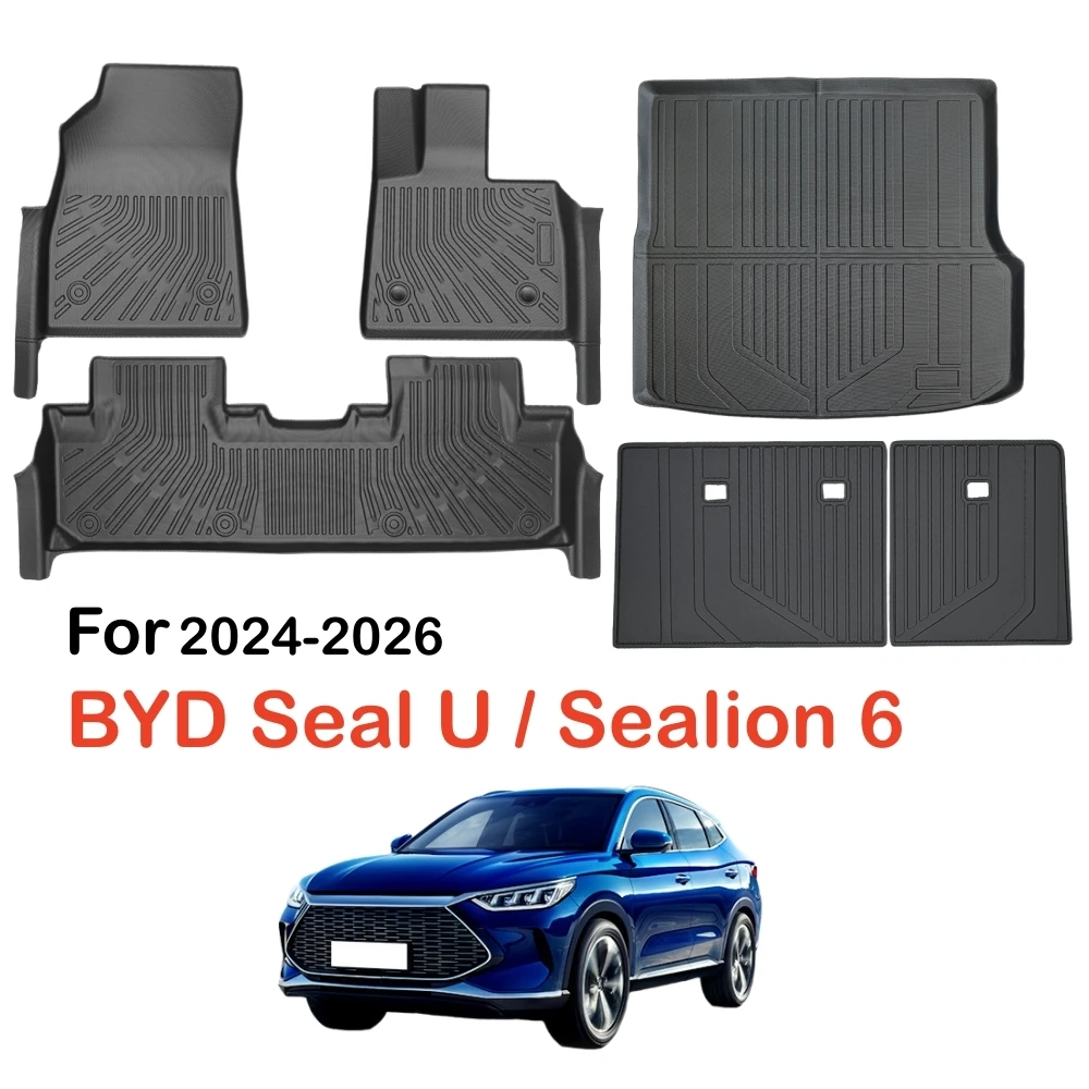 

Для BYD Sealion 6 Seal U Song Plus RHD 2024 2025 2026 Коврики из ТПЭ и коврик в багажник Всепогодные вкладыши для багажника Коврики для спинки TPE