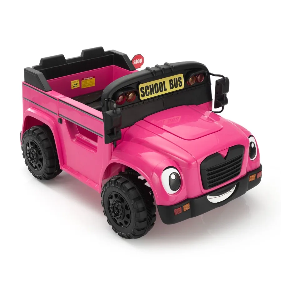 Autobús escolar de 12 V con luces LED de control remoto de 1 asiento y pantalla de alimentación Rosy