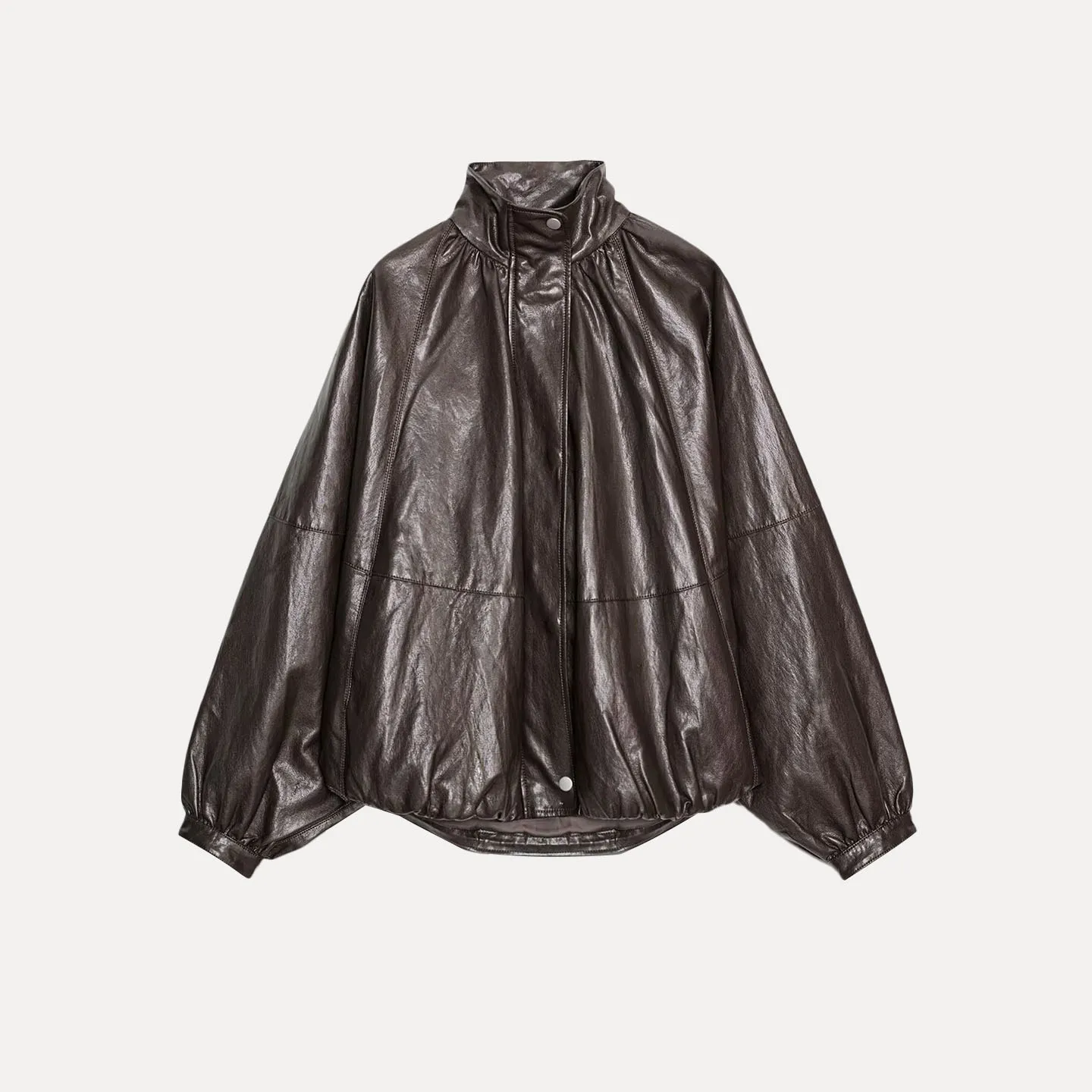 Z Women's Faion Leather Effect Pilot Jaet Coat Stand Fit ort Outerwear Long Sve Zipper Closure Autumn 2025